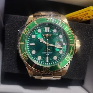 Invicta Pro Diver Green and Gold Watch 43mm